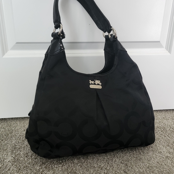 Coach Black Hobo Bag with Logo Pattern - Picture 1 of 9